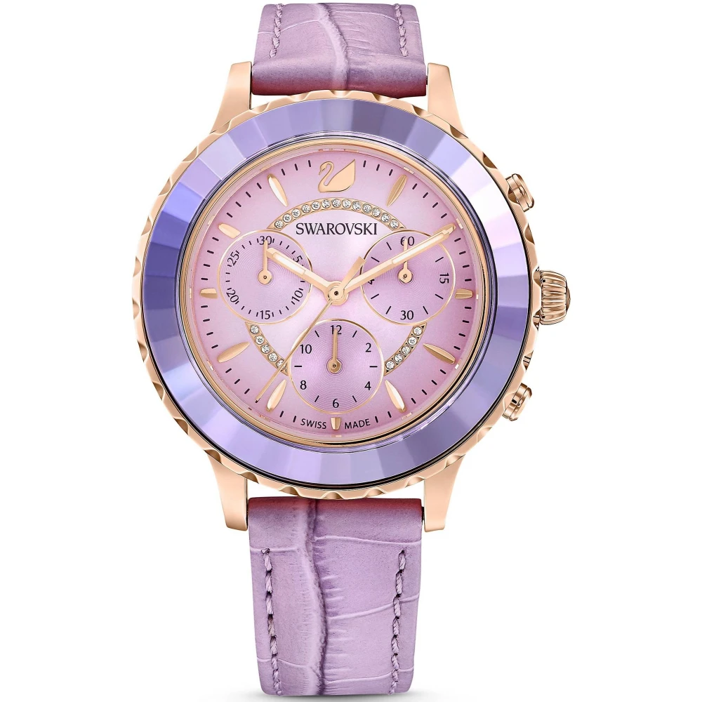 Swarovski Women's Purple Lux Chrono Leather Watch