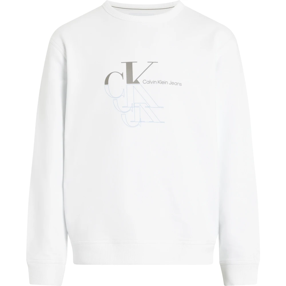 Calvin Klein Witte Katoenen Trui Relaxte Pasvorm White Heren