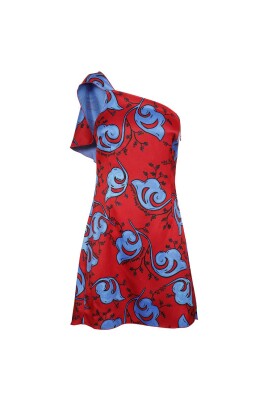 ruffled-one-shoulder-printed-dress