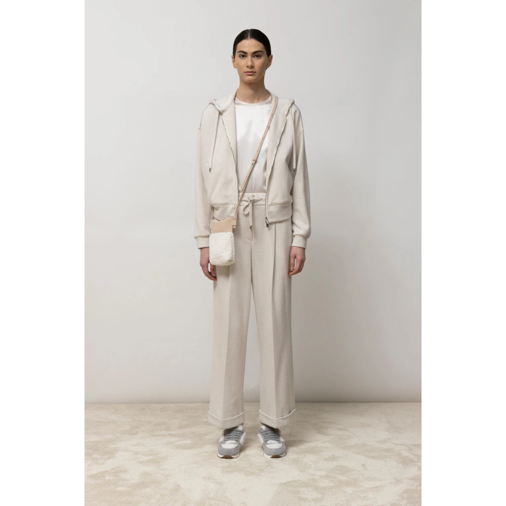 PESERICO Lurex fleece joggers White Dames