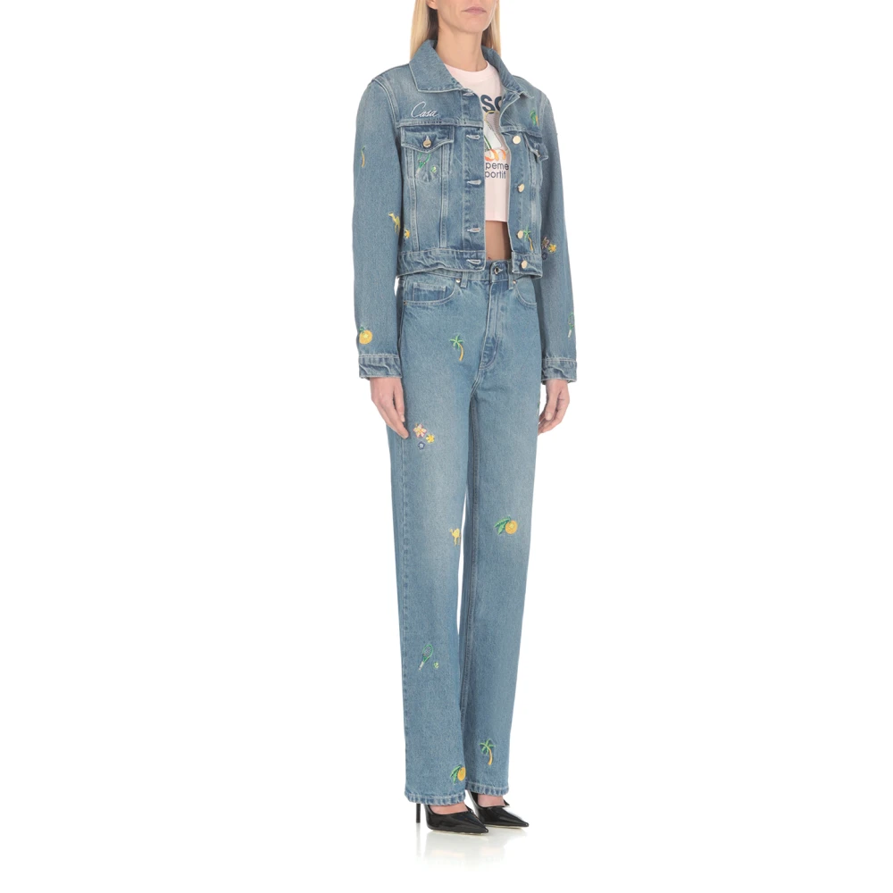 Casablanca Blauwe Katoenen Jeans met Geborduurde Details Blue Dames