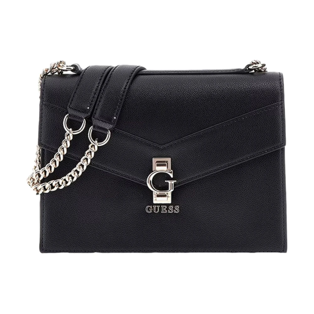 Guess Stijlvolle Zwarte Handtas met Kettingen Black Dames