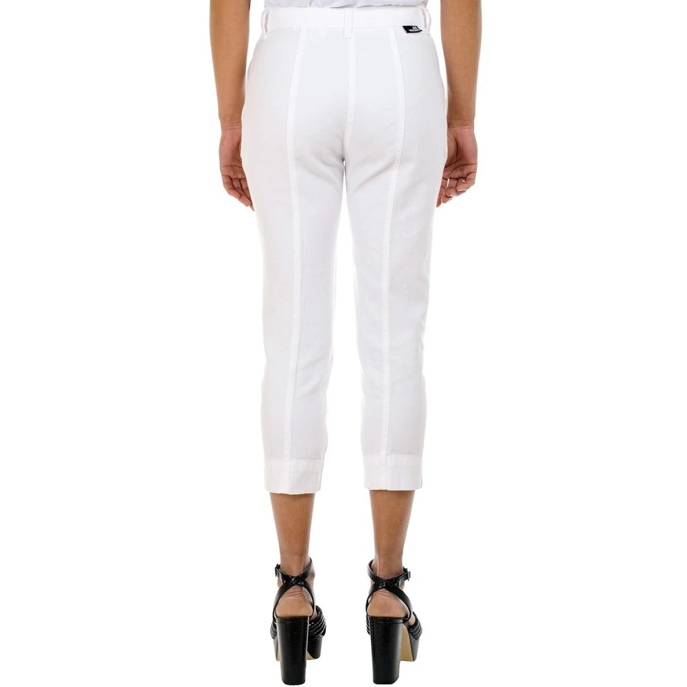 Love Moschino Witte broek met hartlogo voor vrouwen White Dames