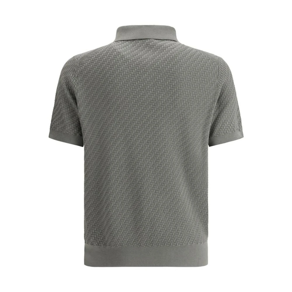 Brioni Polo Shirt met Geweven Patroon Klassieke Stijl Green Heren