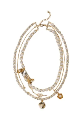 Halsband med Strass och Blommor