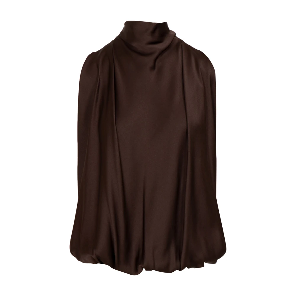 Semicouture Brown Blouses, Female, M, Sleeveless Satin Top