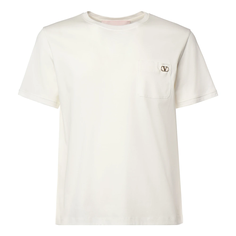 Valentino Garavani Vit T-shirt med Placchetta Go Logo White, Herr