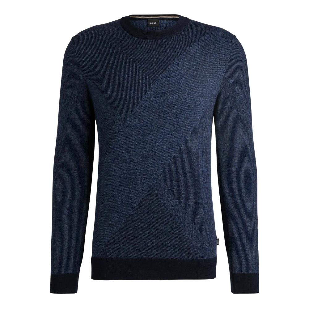 Hugo Boss Merinowol Pullover Klassieke Stijl Blue Heren