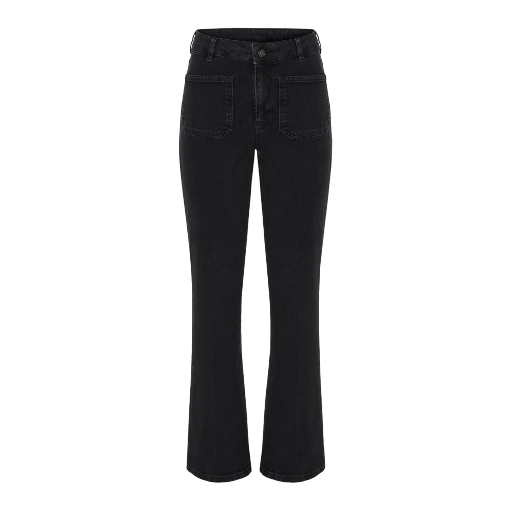 Vanessa Bruno Hoge taille zwarte denimflared broek Black Dames