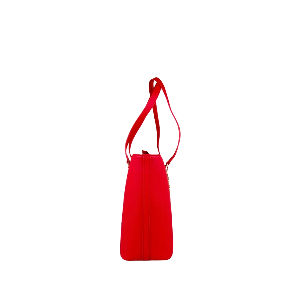 Moschino Rode leren schoudertas met gouden details Red Dames