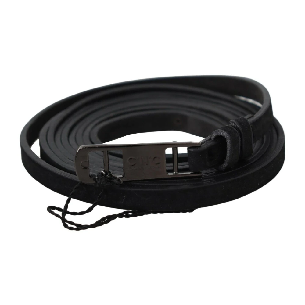 Costume National Verstelbare Zwarte Leren Riem Black Dames