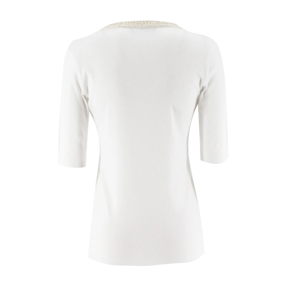 Fabiana Filippi Paillet Geribbeld Katoenen T-shirt White Dames