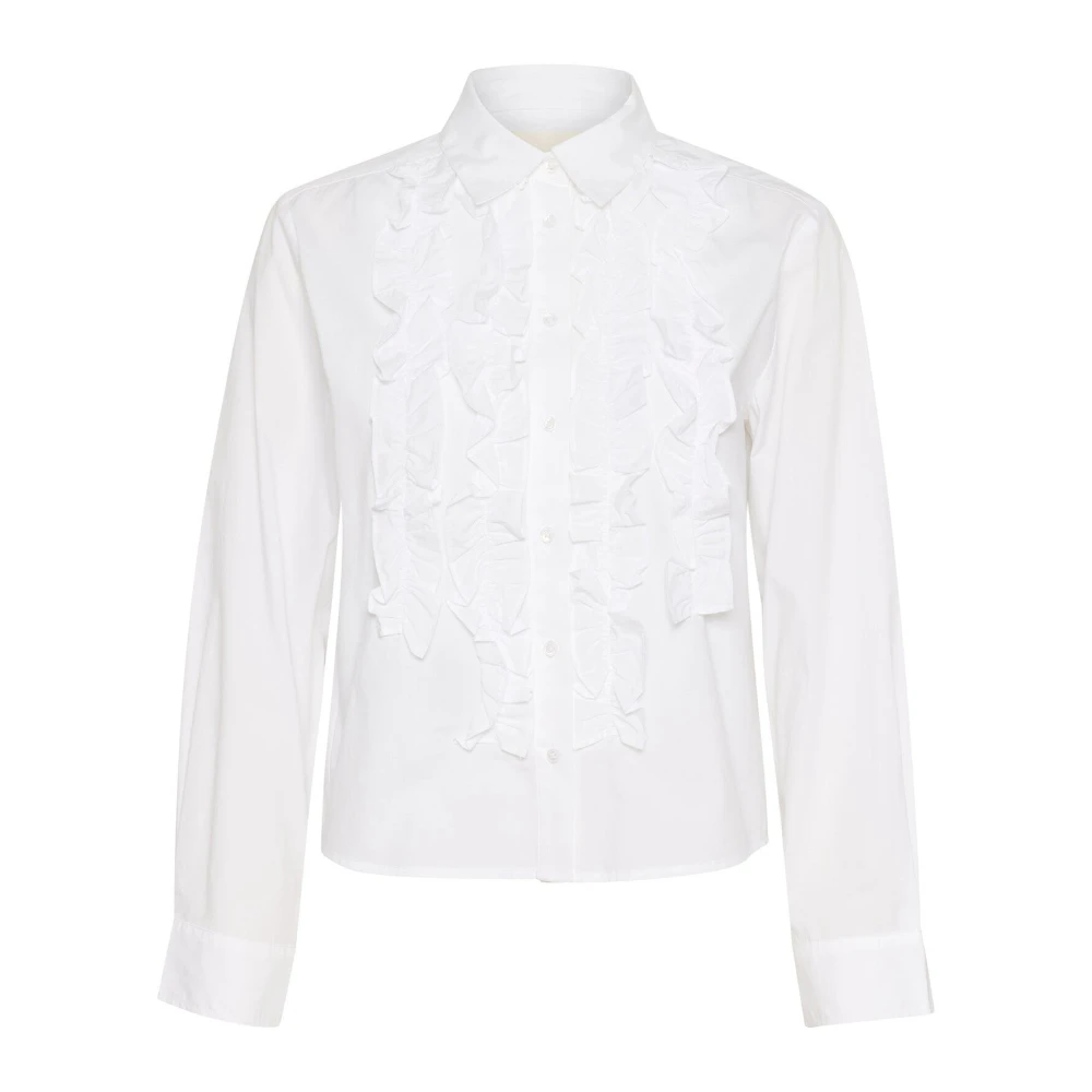 Part Two Women's White Bright Ruffle Shirt - Shirts - 2XL - Blouses & Shirts