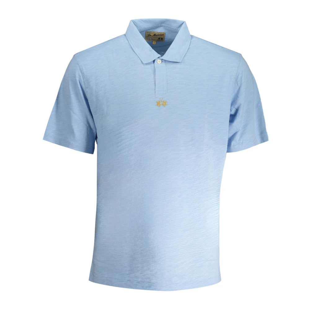 LA MARTINA Blauw Katoenen Poloshirt met Korte Mouwen Blue Heren