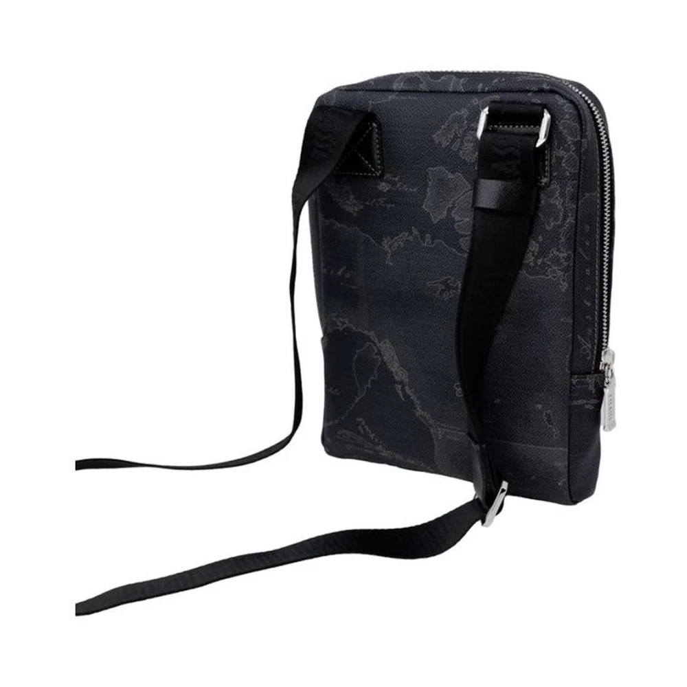 Alviero Martini 1a Classe Elegante leren en PVC schoudertas Black Heren