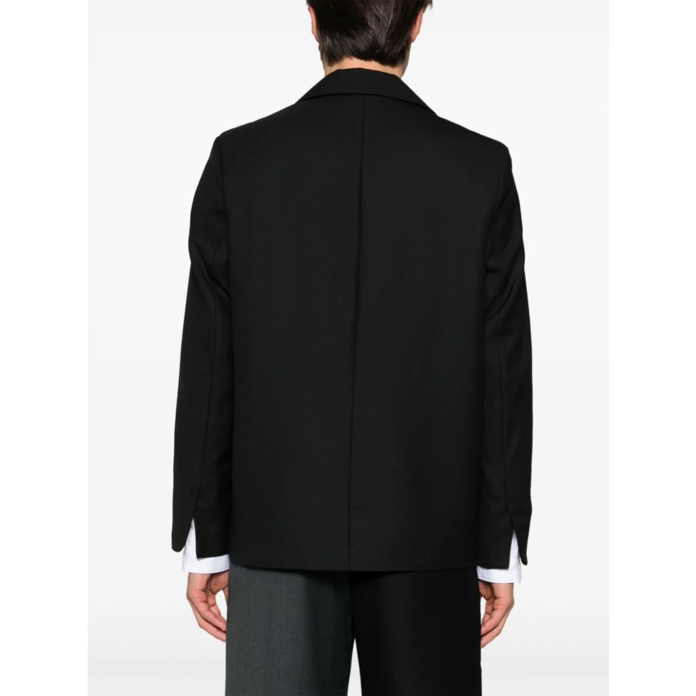 Séfr Zwarte Geweven Blazer Jas Black Heren