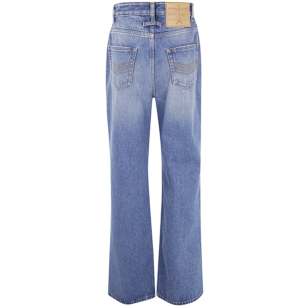 Jean Paul Gaultier Vintage Blauwe Denim Jeans met Beenknopen Blue Dames
