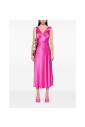 fuchsia-pink-v-neck-dress
