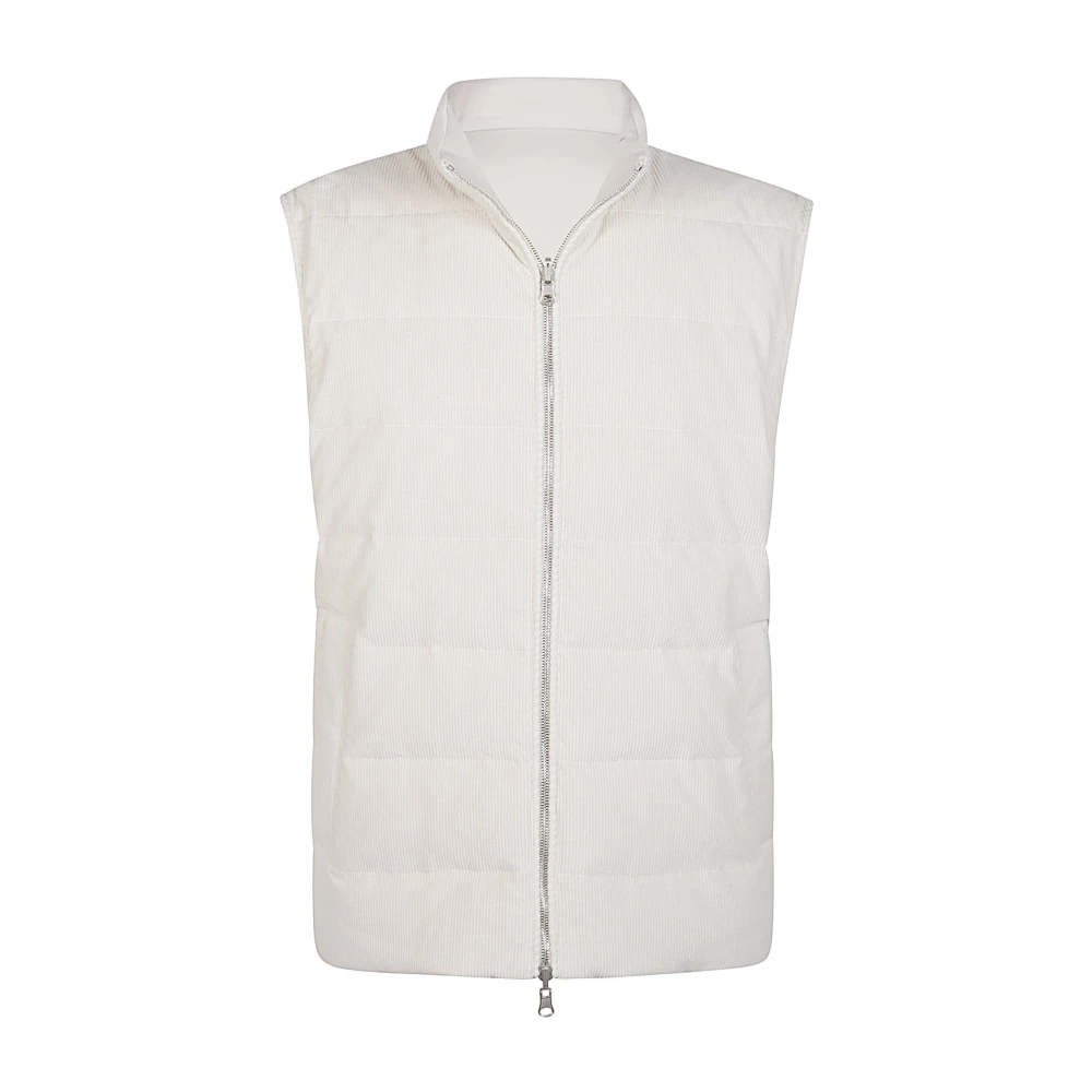 Eleventy Omkeerbaar Fluweel en Nylon Vest Beige Heren