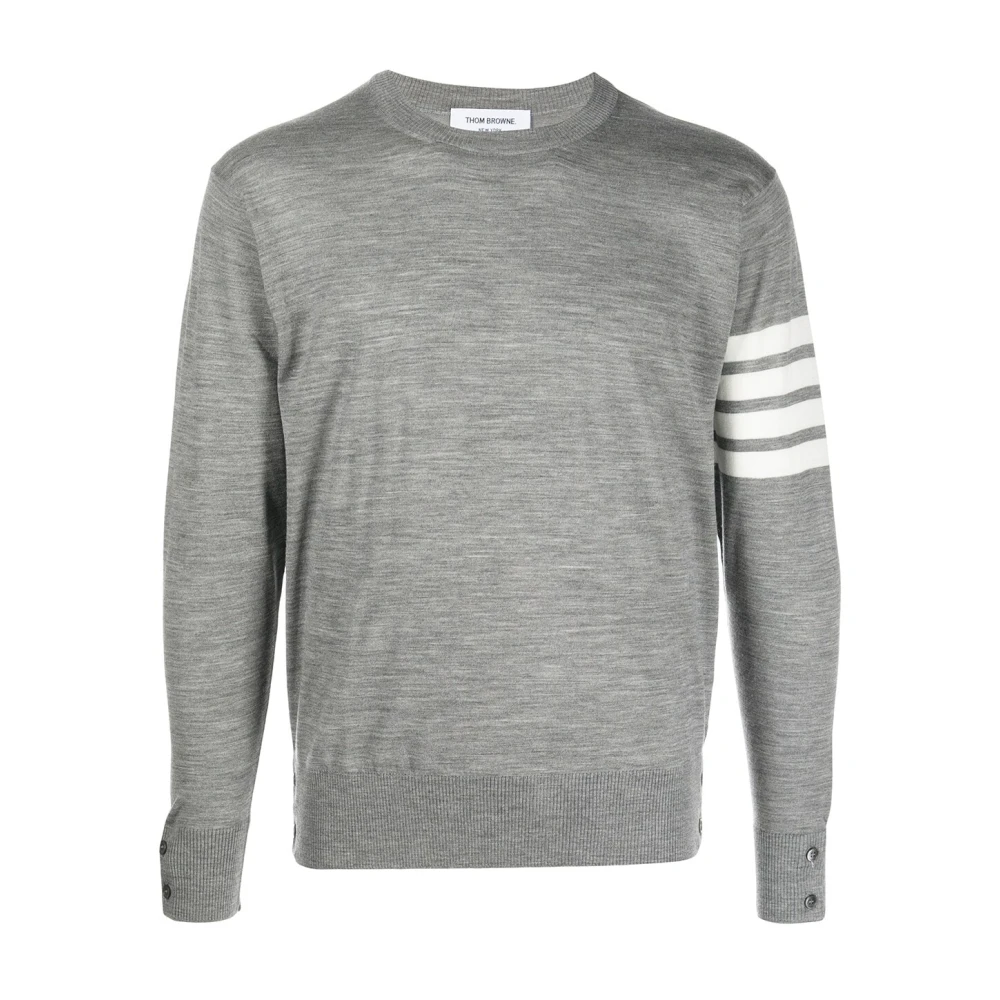 Thom Browne Men's Gray 4-Bar Crew Neck Jumper - S - Knitwear