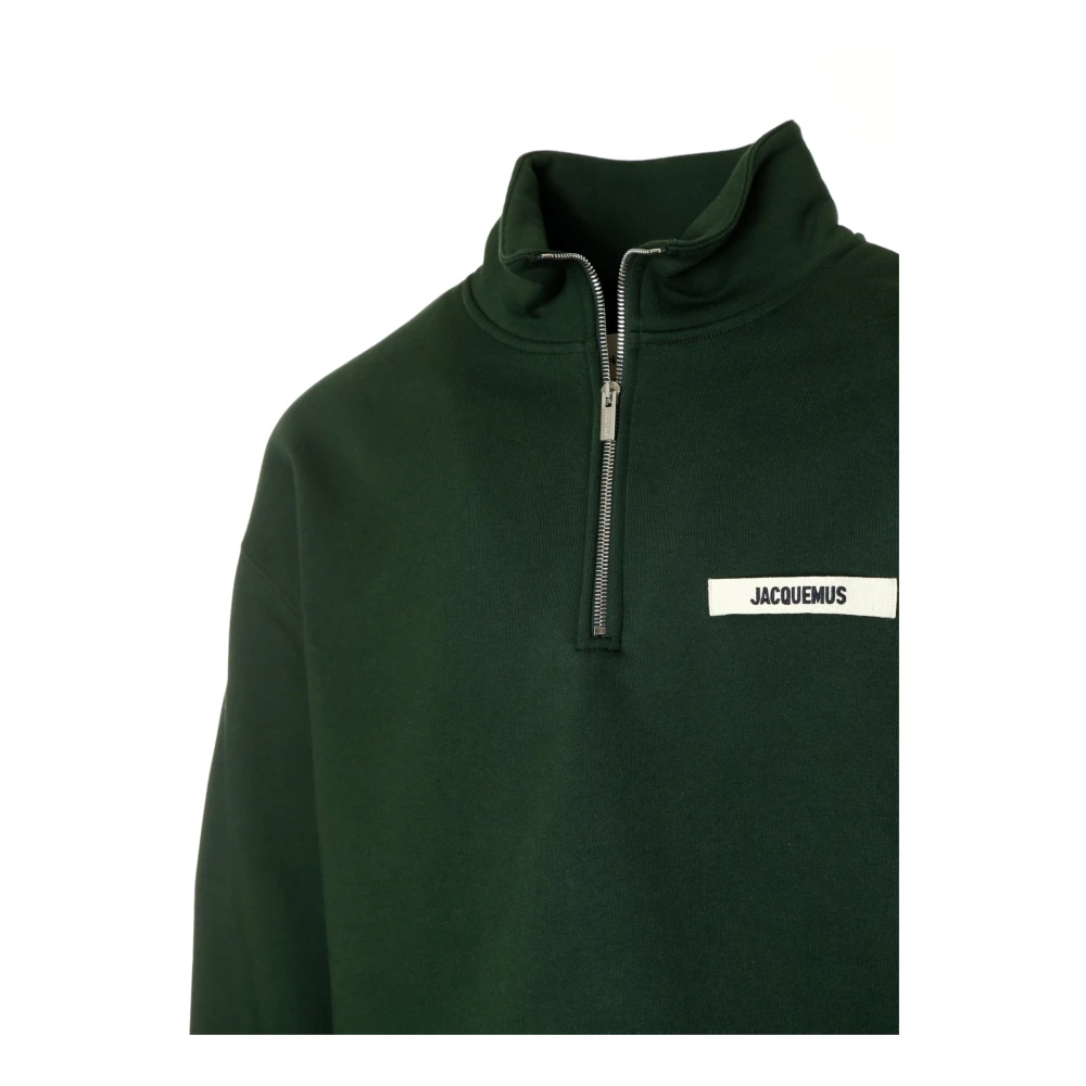 Jacquemus Gros Grain Half-Zip Sweatshirt Green Heren