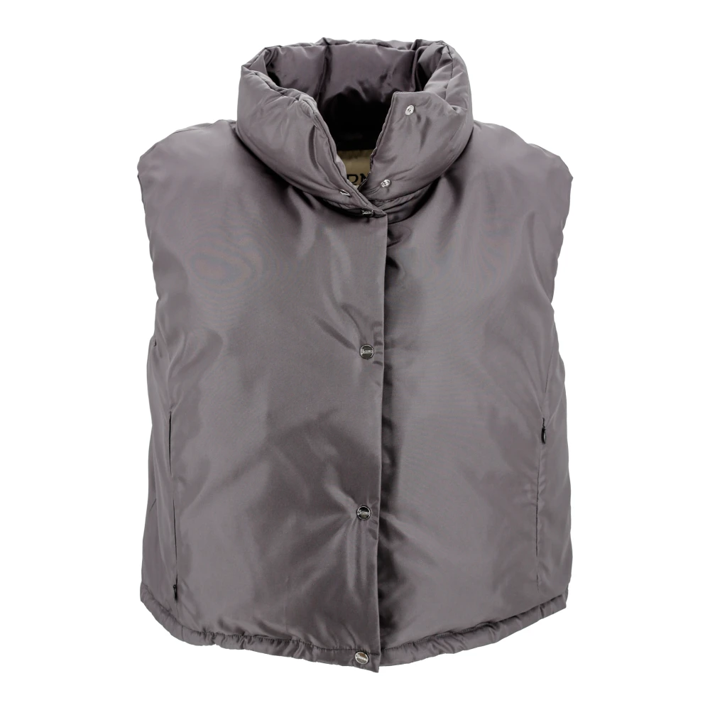 Herno Grijze Mouwloze Gewatteerde Crop Stofjas Gray Dames