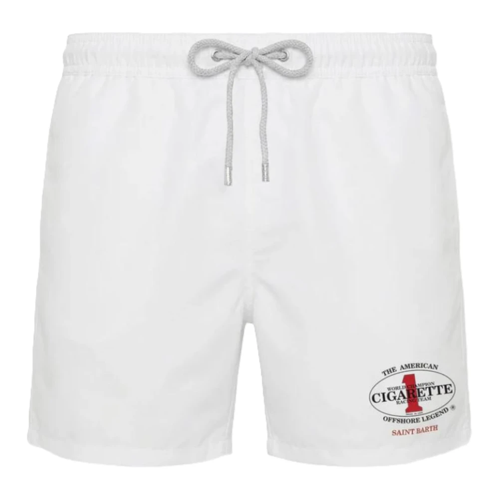 Mc2 Saint Barth Men's White Beachwear, L, Gustavia Swim Shorts