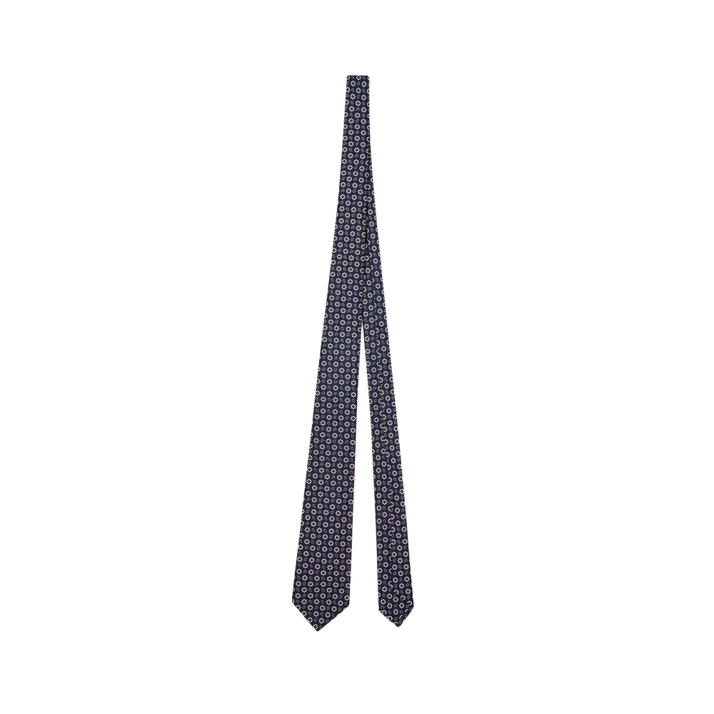 Kiton Handgemaakte Micro Bloe Zijden Stropdas Multicolor Unisex