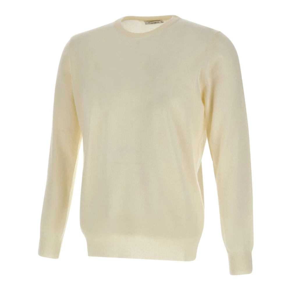 Kangra Men's White Round-Neck Knitwear, S, Jumpers