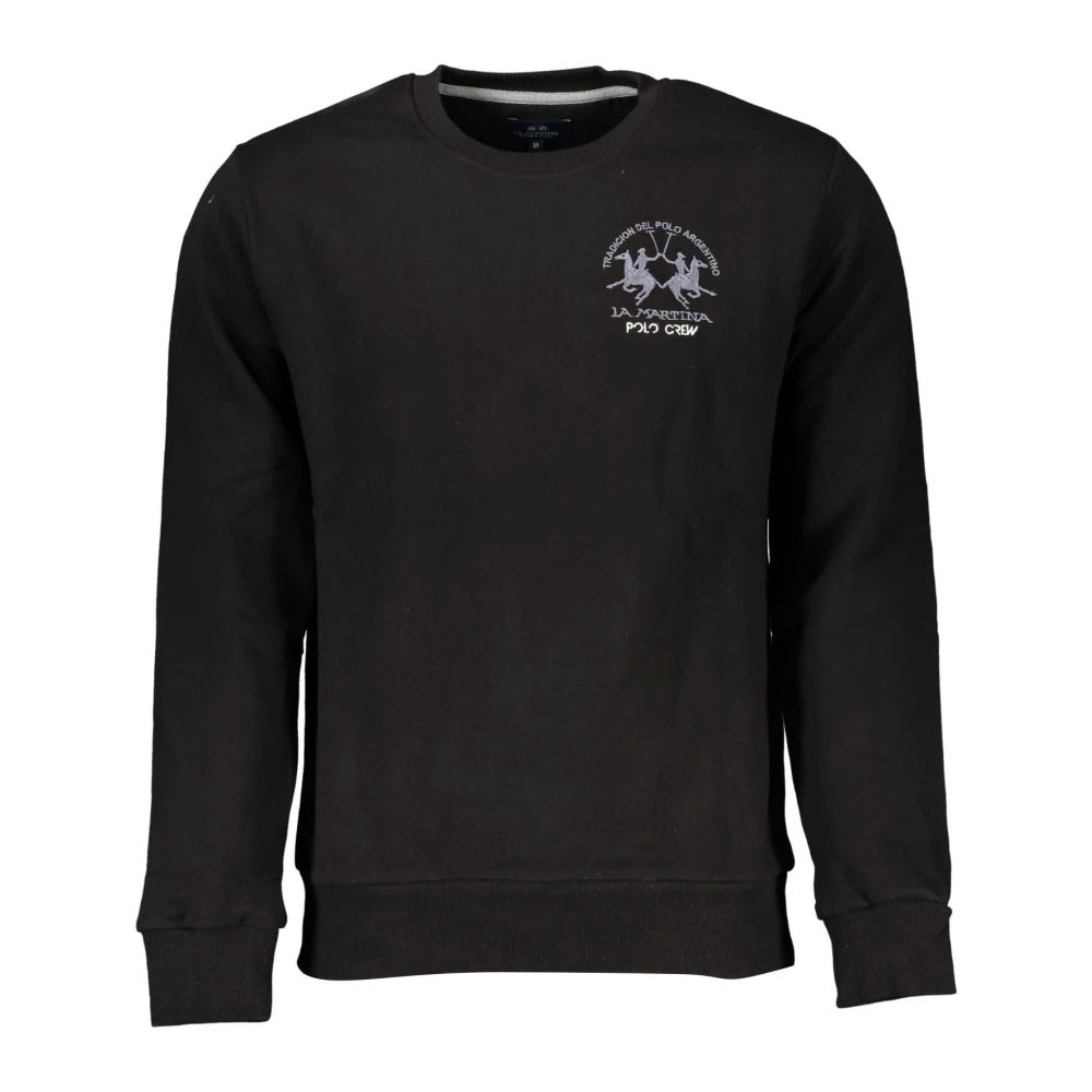 LA MARTINA Zwarte Sweatshirt met Geborduurd Logo Black Heren