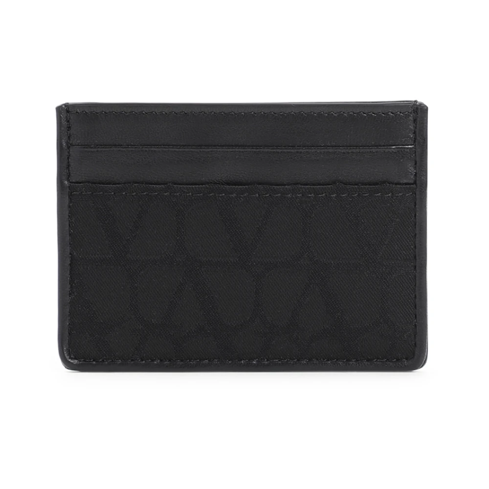 Valentino Garavani Zwarte Leren Portemonnee Aw24 Black Heren