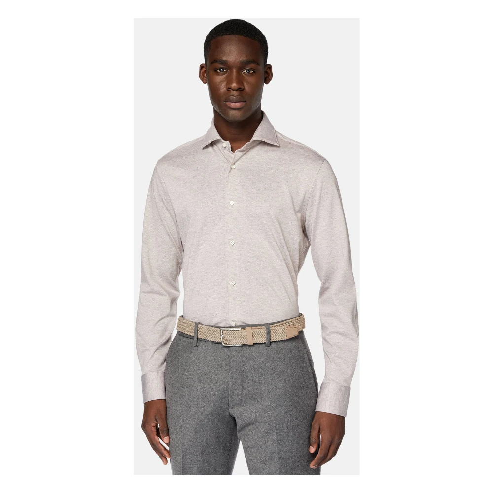 Boggi Milano Regular Fit Katoenen Jersey Polo Shirt Beige Heren