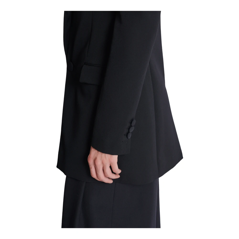 Balmain Grain de poudre jas met 1 knoop en schoudervullingen Black Heren