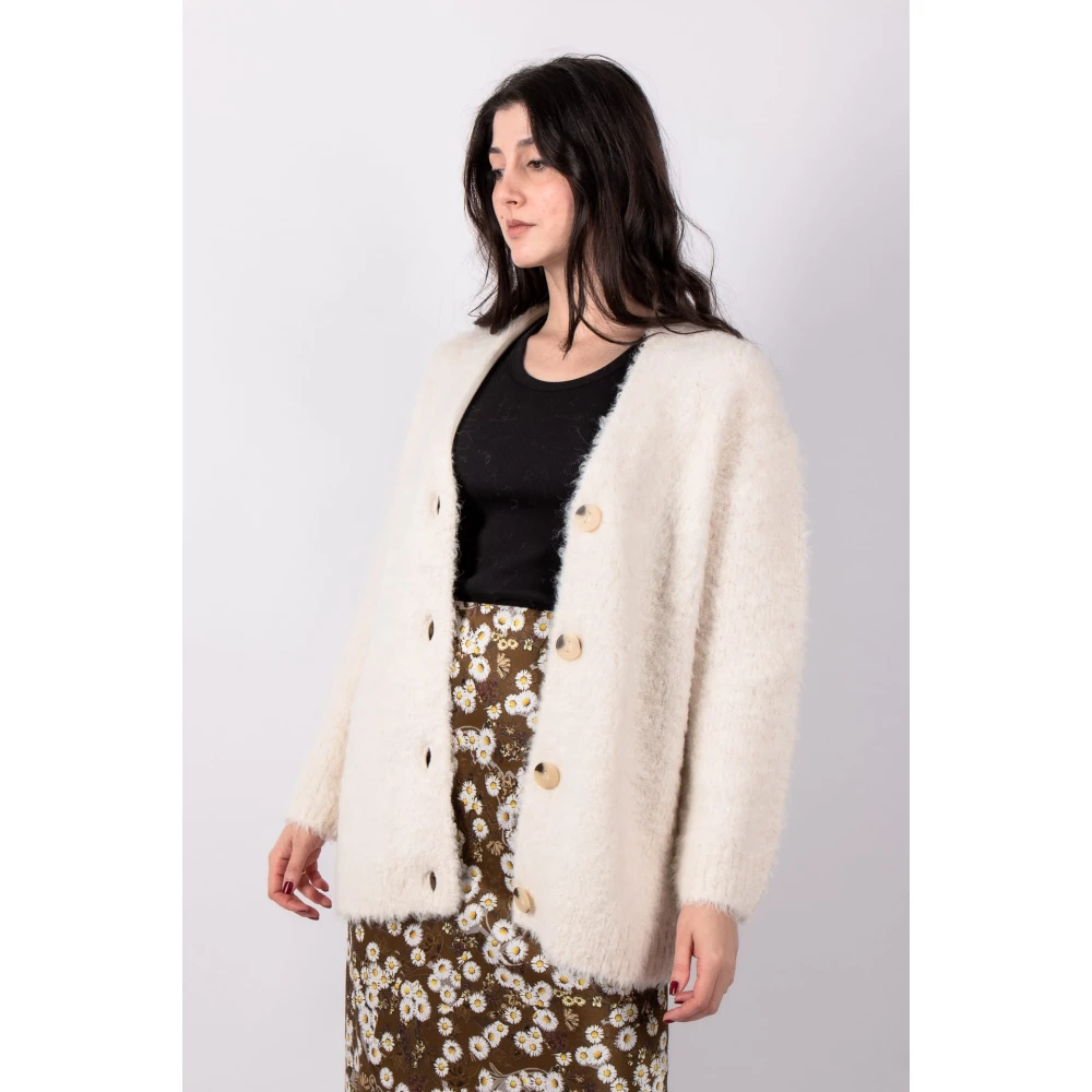 Vince Oversized Teddy Cardigan White Dames