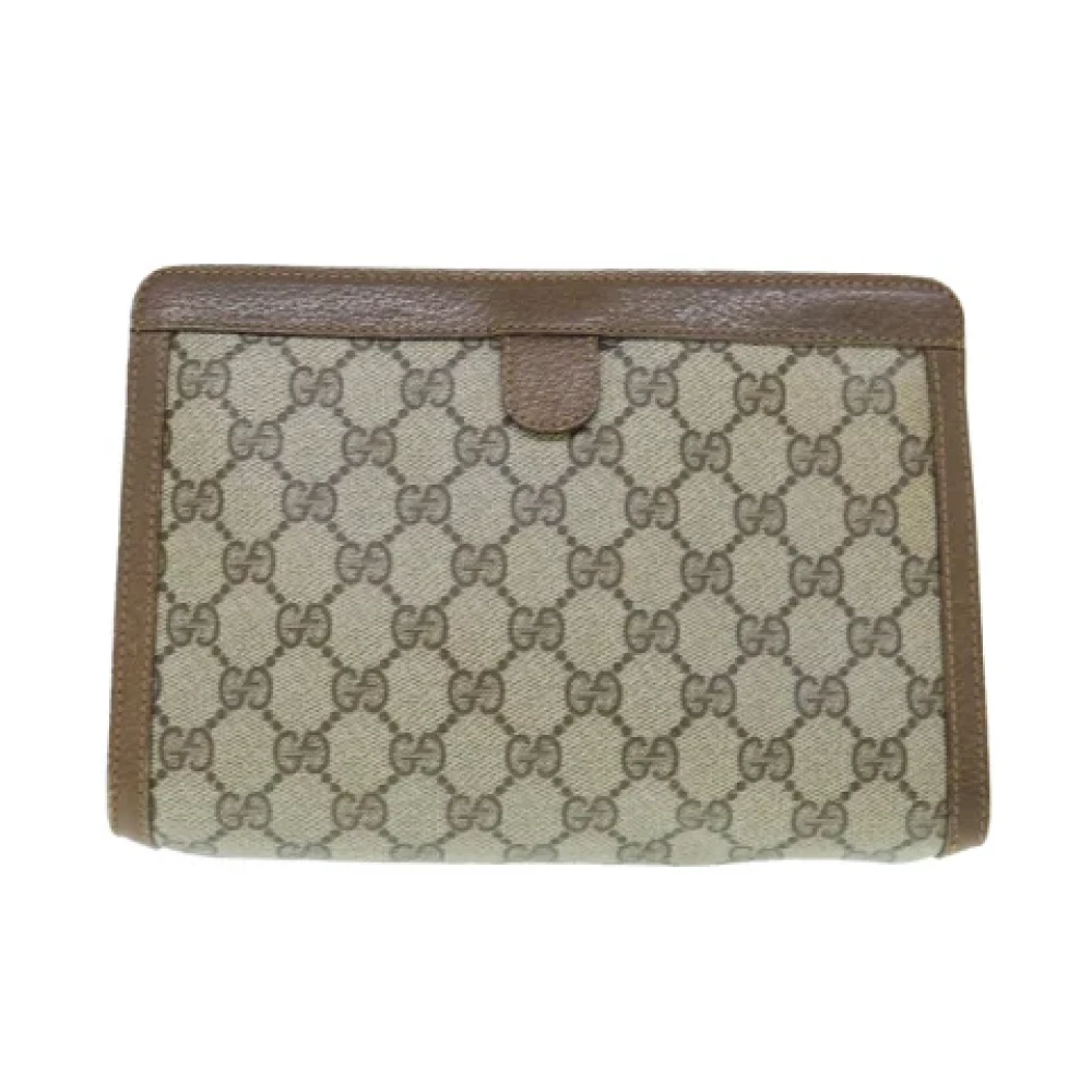 Gucci Vintage Pre-owned Canvas clutches Beige Dames