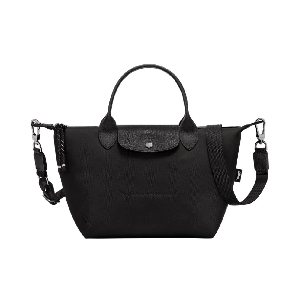 Longchamp Women's Black Leather Tote Bag With Zipper - Handbags - One Size - Bags