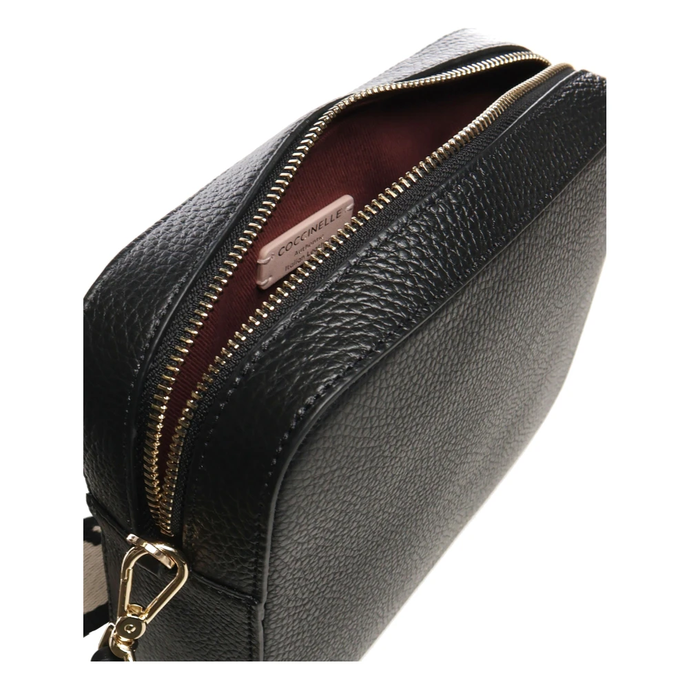 Coccinelle Zwarte leren schoudertas met rits Black Dames