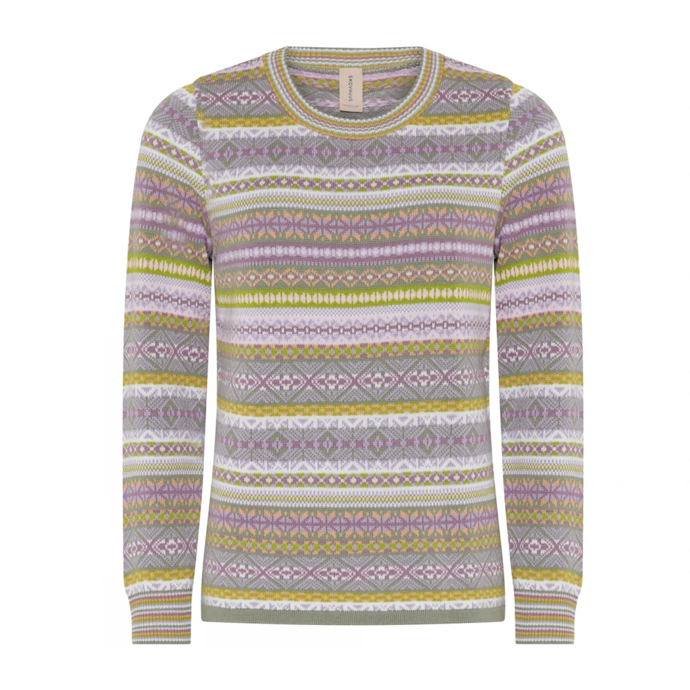 Skovhuus Groene Gestreepte Jacquard Trui Blouse Multicolor Dames