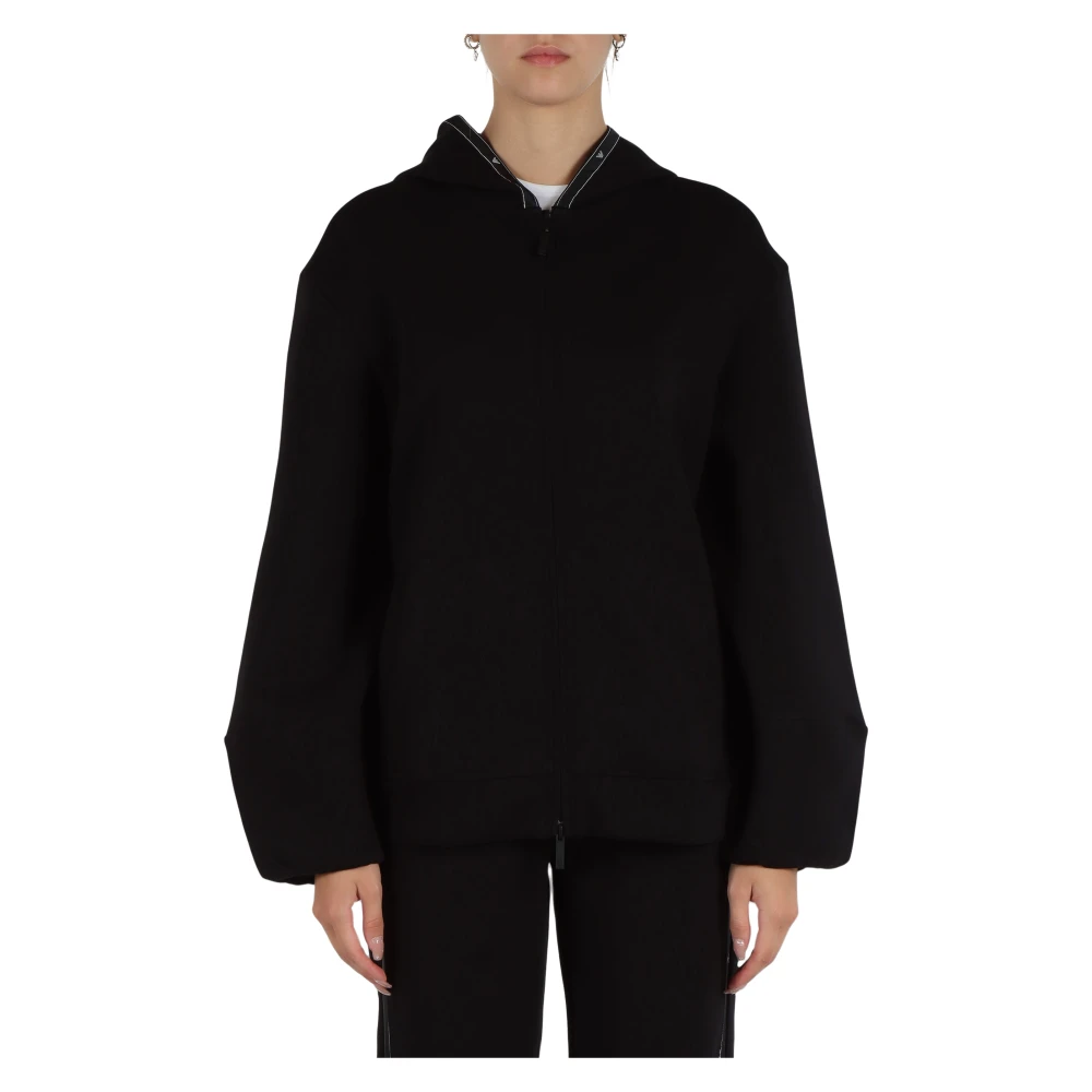 Emporio Armani Katoenen Hoodie met Rits en Print Black Dames