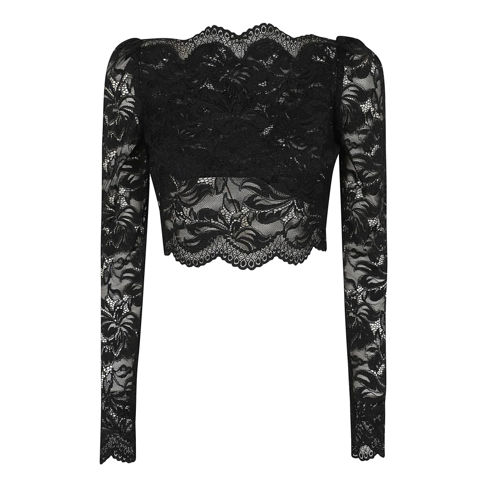 Rabanne Women's Black Crop Top In Lace