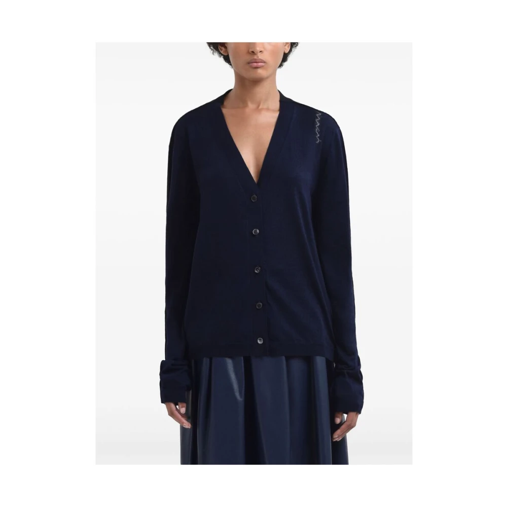 Marni Navy Blauwe Gebreide Trui Blue Dames
