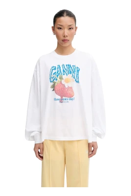 T-shirt med långa ärmar med jordgubbstryck