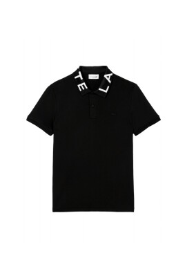 chemise-noire-a-col-jacquard-et-logo