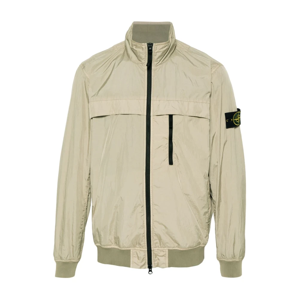 Stone Island Men's Beige Jackets, Male,, Soft-Shell Jacket With Zipper Closure Small