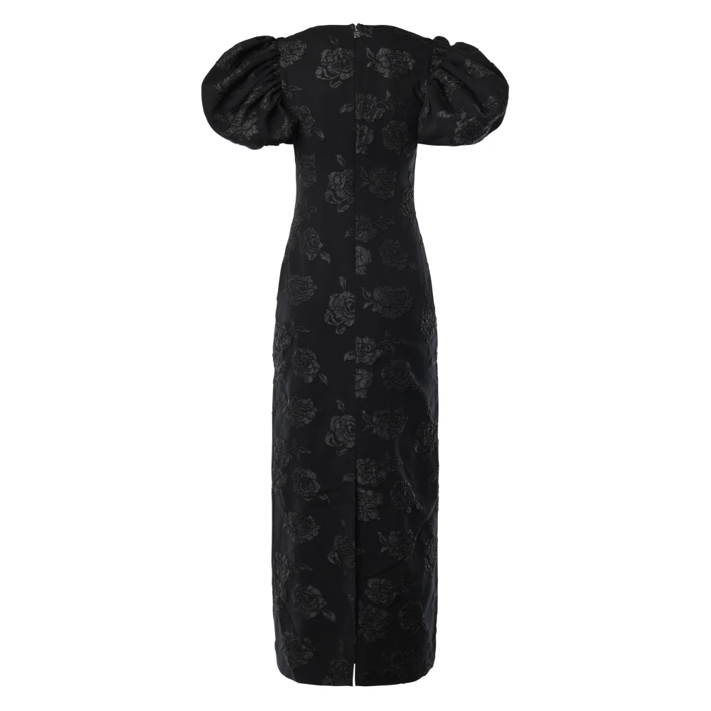 Rotate Birger Christensen Zwarte midi-jurk met ballonmouwen Black Dames