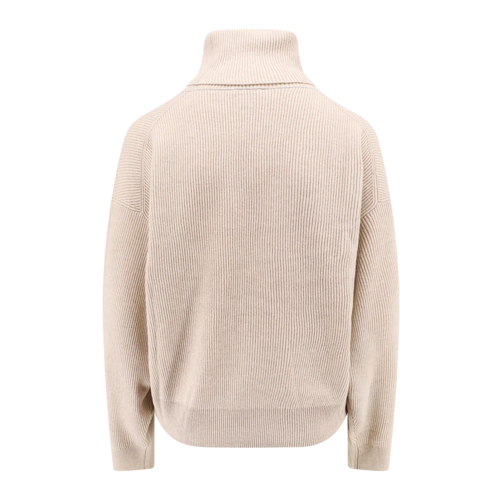 BRUNELLO CUCINELLI Luxe Cashmere Silk Turtleneck Sweater Beige Dames