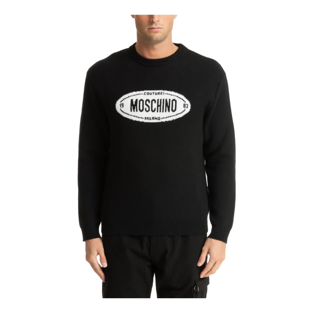 Moschino Abstract Logo Geborduurde Trui Black Heren