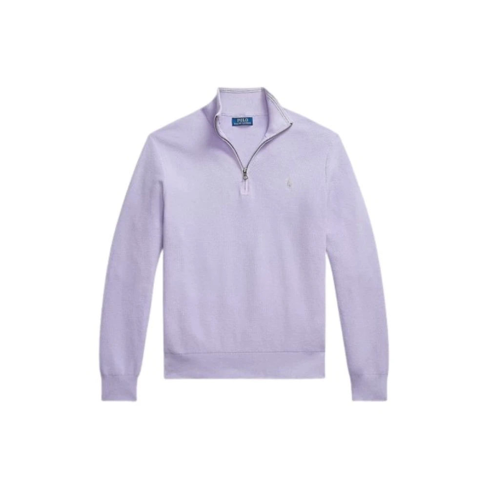 Polo Ralph Lauren Honingraat Gebreide Half-Zip Katoenen Trui Purple Heren