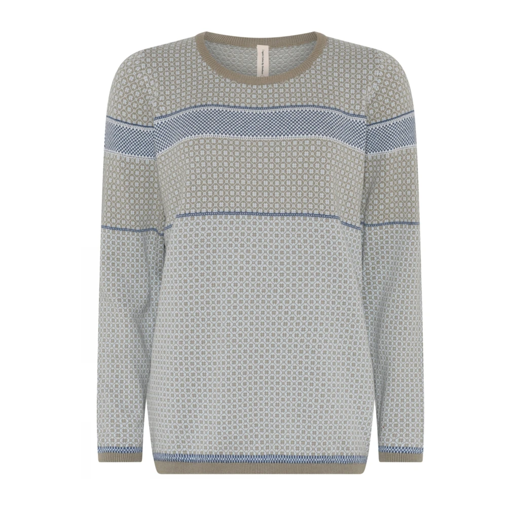 Skovhuus Lichtgewicht Jacquard Pullover Blouse Laurel Oak Brown Dames