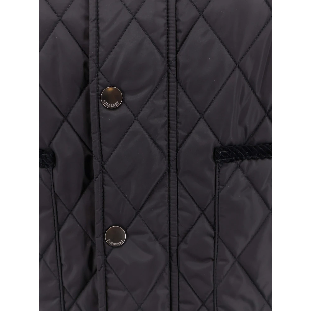Burberry Gewatteerde Nylonjas met Fluwelen Profielen Black Dames